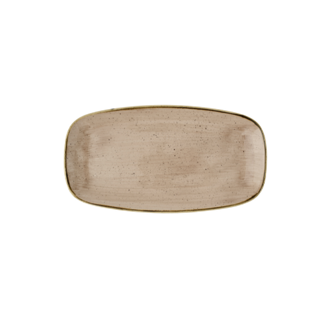 Churchill Stonecast Truffle Chefs Oblong Plate 35,5 x 18,9 cm – set van 6 elegante rechthoekige borden met een rustieke truffelkleuring, perfect voor het serveren van hoofdgerechten of grotere porties in een verfijnde horeca-omgeving.