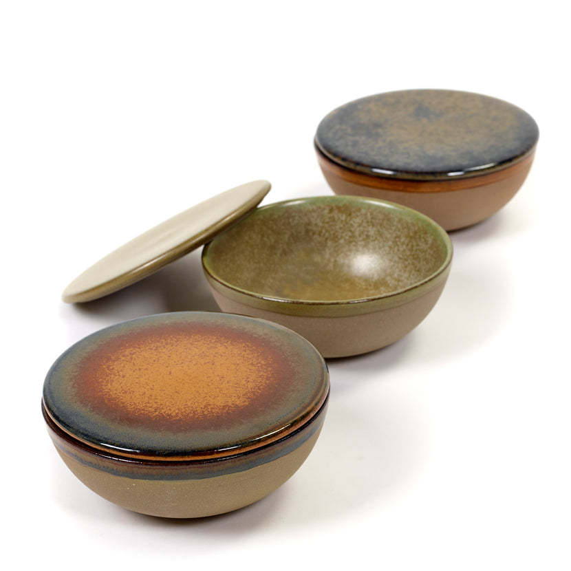 Surface Bowl + Lid Grey/Rusty Brown L 13 W 13 H 5 cm 4/Box