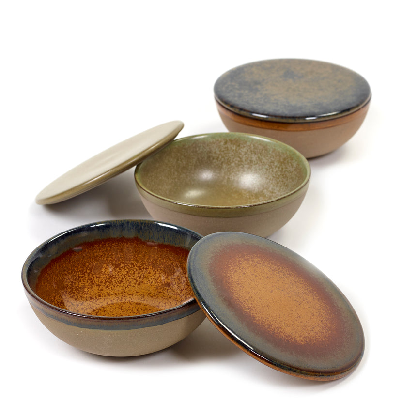 Surface Bowl + Lid Grey/Rusty Brown L 13 W 13 H 5 cm 4/Box