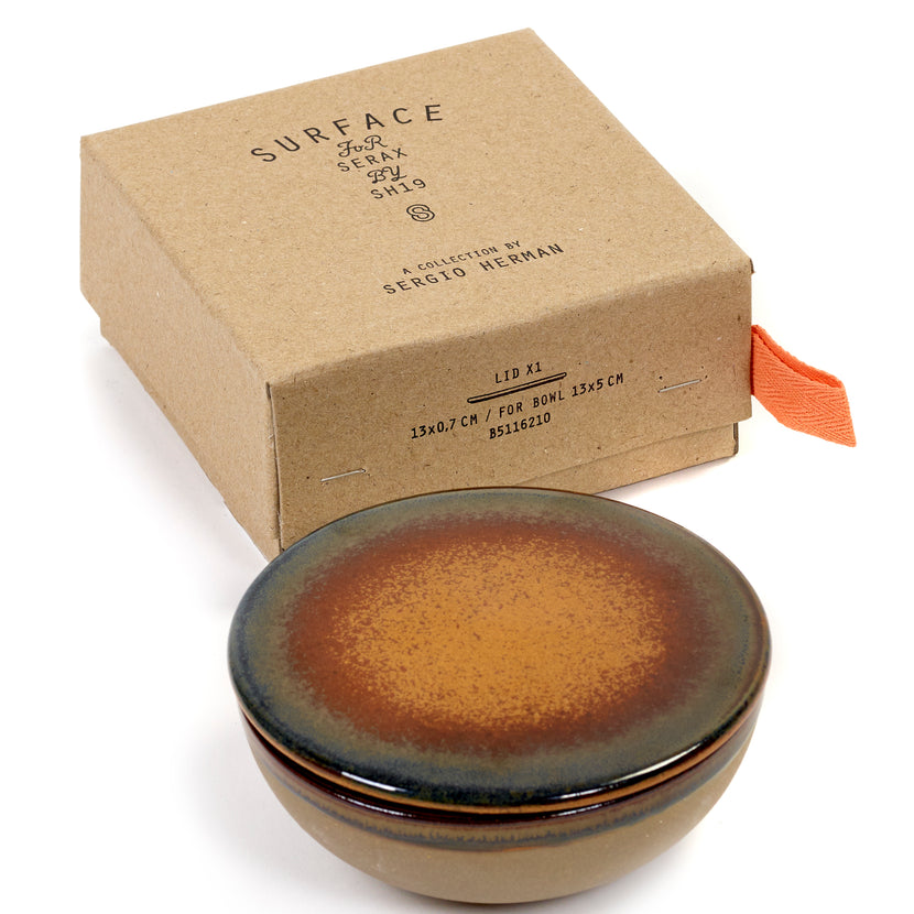Surface Bowl + Lid Grey/Rusty Brown L 13 W 13 H 5 cm 4/Box