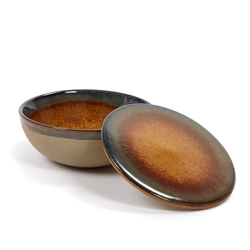 Surface Bowl + Lid Grey/Rusty Brown L 13 W 13 H 5 cm 4/Box