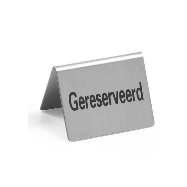 Tafelstandaard Gereserveerd, RVS,  5 x 3,5 x 4 cm, set van 4
