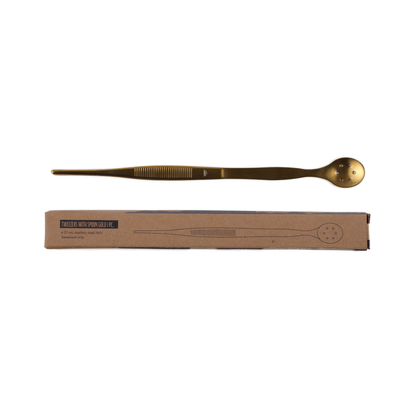 Tweezer with spoon Gold 27 cm