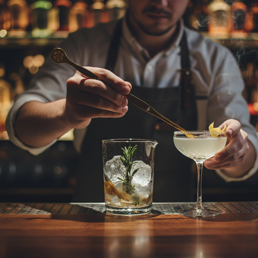 Tweezer with spoon Gold 27 cm