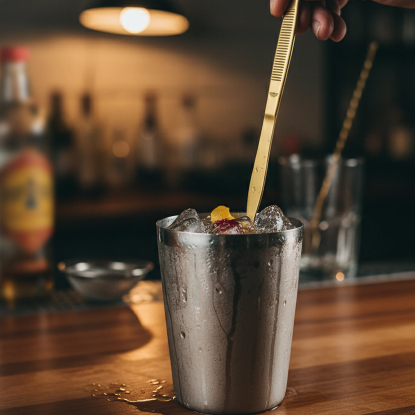 Tweezer with spoon Gold 27 cm