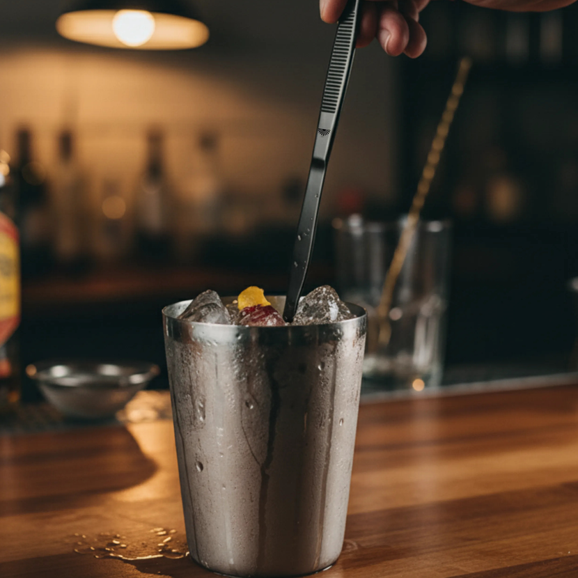 Tweezer with spoon Gunmetal 27 cm