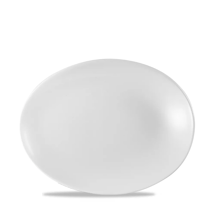 White Oval Orb Plate 9 3/4X7 1/2" 12/box