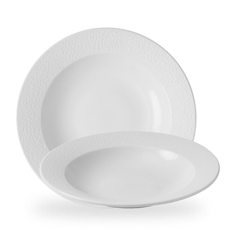Viana Profile Pasta Bowl 30 cm wit porselein met reliëf – Churchill – set van 12

