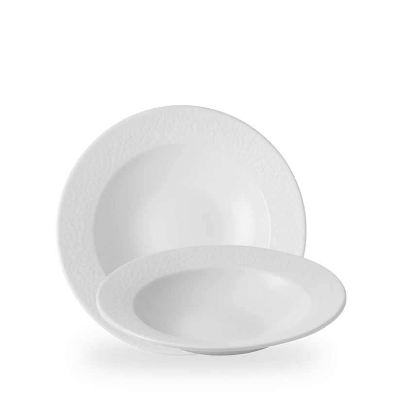 Viana Profile Rimmed Bowl 24,9 cm wit porselein met reliëf – Churchill – set van 12

