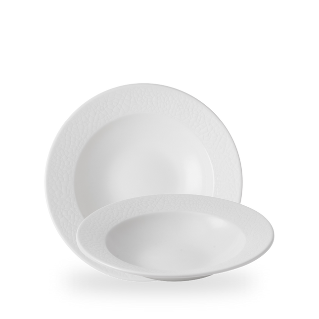 Viana Profile Rimmed Bowl 24,9 cm wit porselein met reliëf – Churchill – set van 12

