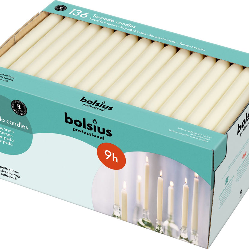 Dinner candle, Burning time 9 hours, Ivory, box 136