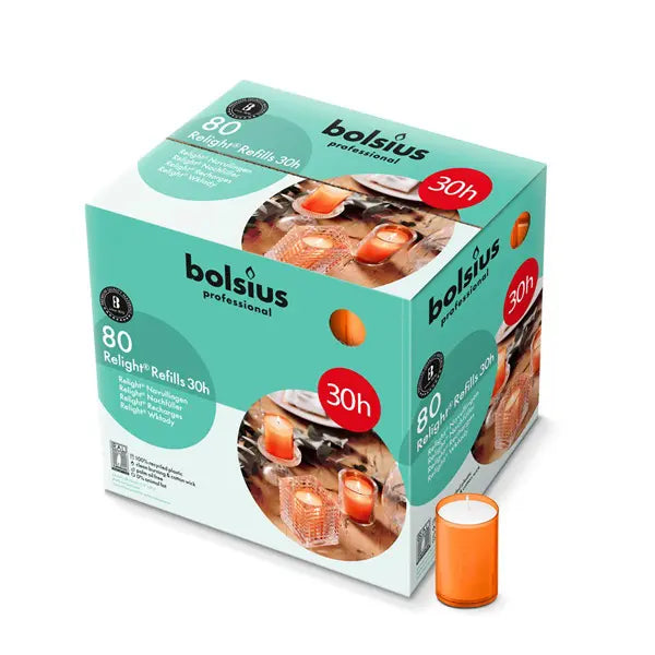 ReLight refills, Burn time 30 hours, Orange, box of 80