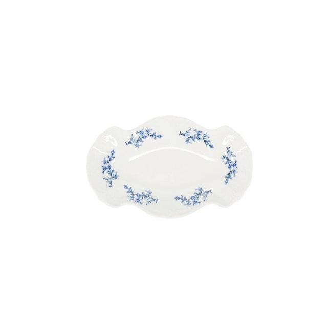 BonBistro Retro serveerschaal 26x16cm met blue flower bloemmotief - vintage porselein voor de horeca