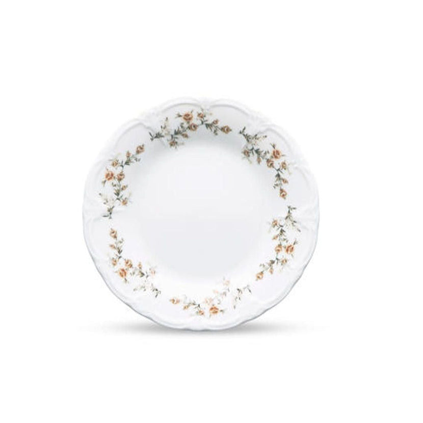 BonBistro Retro plat bord 16cm met brown flower bloemmotief - vintage porselein voor de horeca