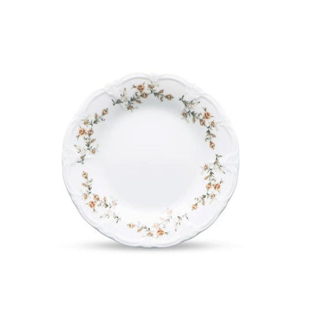 BonBistro Retro plat bord 16cm met brown flower bloemmotief - vintage porselein voor de horeca