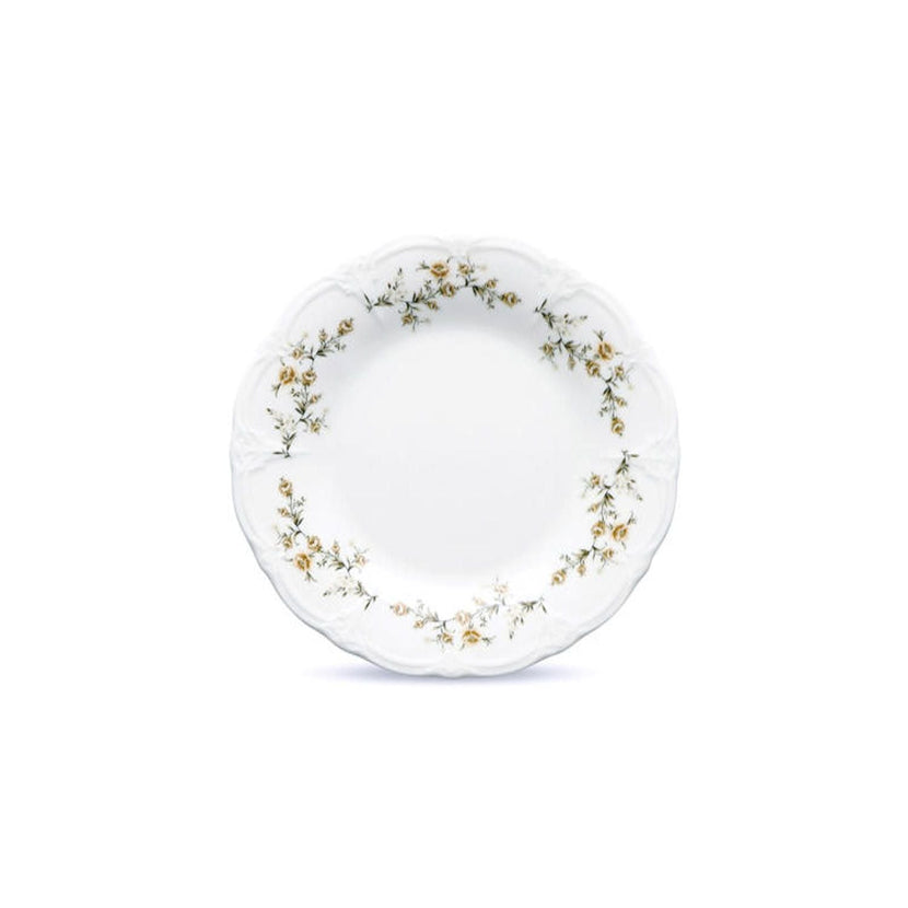 BonBistro Retro plat bord 20,5cm met brown flower bloemmotief - vintage porselein voor de horeca