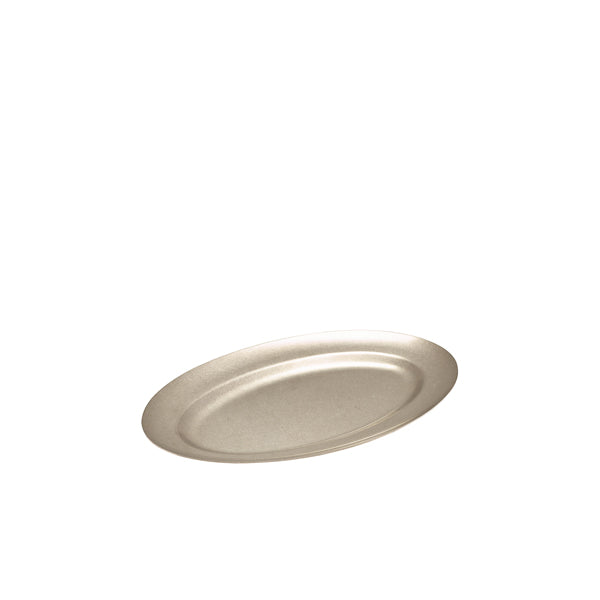 Genware Vintage Steel ovale schaal 30 cm – ovale serveerschaal voor horeca