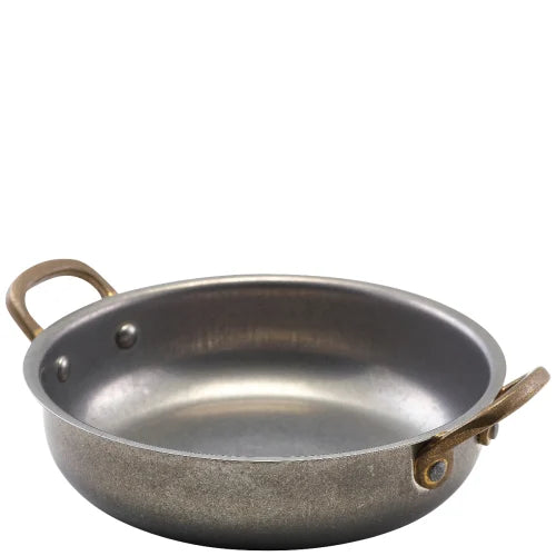 Genware Vintage Steel ronde schaal 15,5 cm – stalen serveerschaal voor restaurant