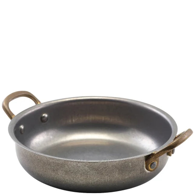 Genware Vintage Steel ronde schaal 15,5 cm – stalen serveerschaal voor restaurant