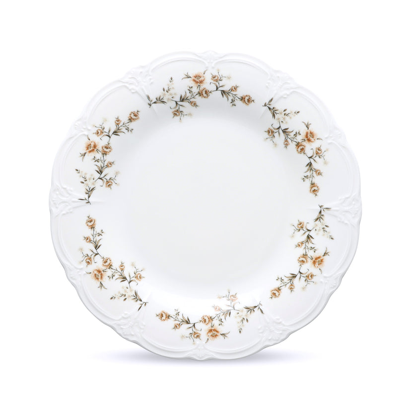 Bonbistro Plat bord 32 cm brown flower Retro – porselein horecaservies