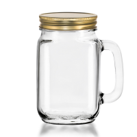 Drinking Jar with handle &amp; lid 473 ml 6/box