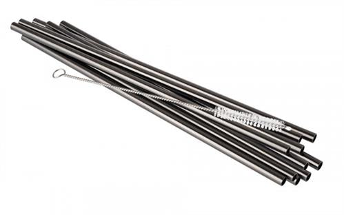 Metal Straw Gunmetal 215*6 mm 10 straws + brush