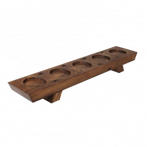 Wooden Tray with 5 inserts for dips, 47x9.5x6cm