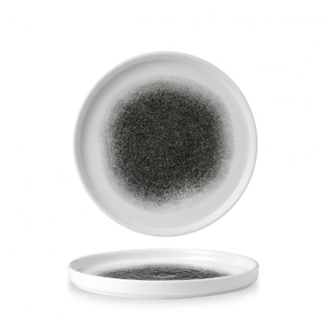 Raku Quartz Black Walled Plate 22cm 6/box