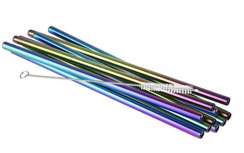 Metal Straw Rainbow 215*8 mm 10 straws + brush