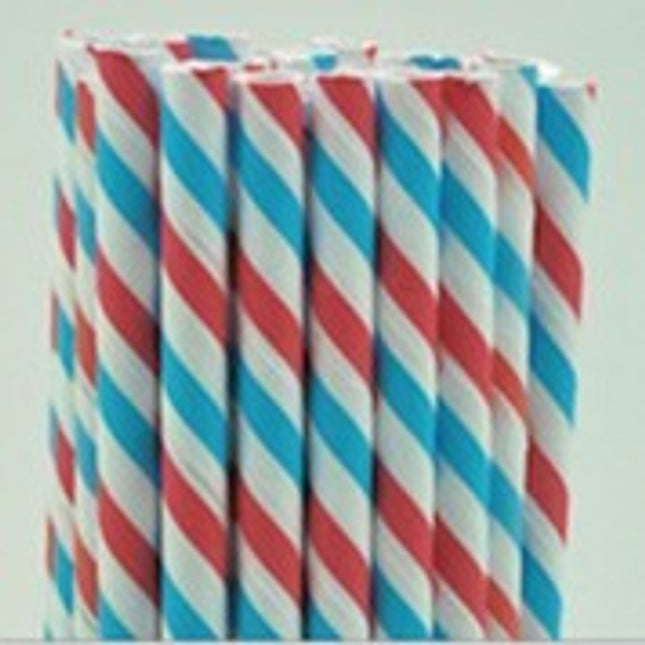 Paper straw red white blue 8*255 mm