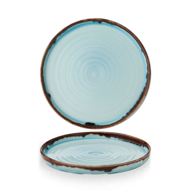 Harvest Turquoise Walled Plate 21cm 6/box
