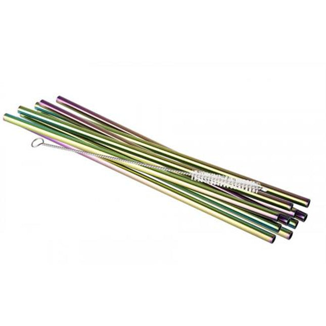 Metal Straw Rainbow 215*6 mm 10 straws + brush