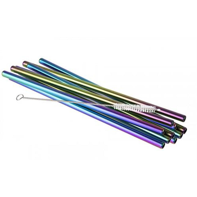 Metal Straw Rainbow 215*8 mm 10 straws + brush