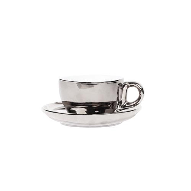 Capuccino Cup and Saucer Silver 200 ml 6/box
