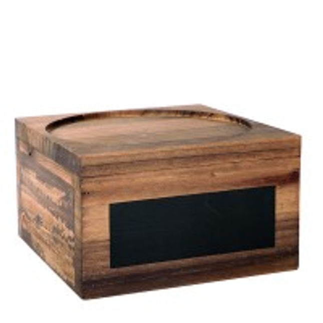 Wooden Punch Barrel Stand with chalkboard plaque