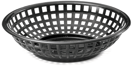 Serving Round Plastic Basket Black 36/box
