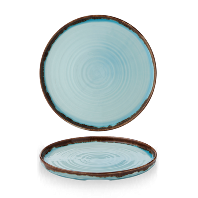Harvest Turquoise Walled Plate 26cm 6/box
