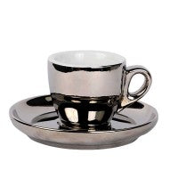 Espresso cup &amp; saucer silver 55 ml 6/box