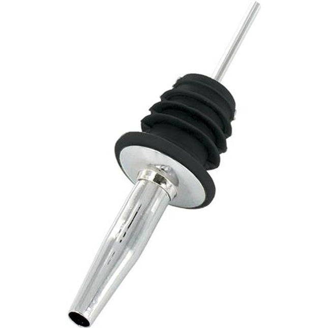 Metal Pourer with soft rubber cork black 12/box