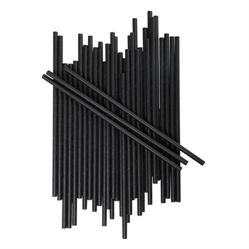Paper straws eco black 6*200 mm